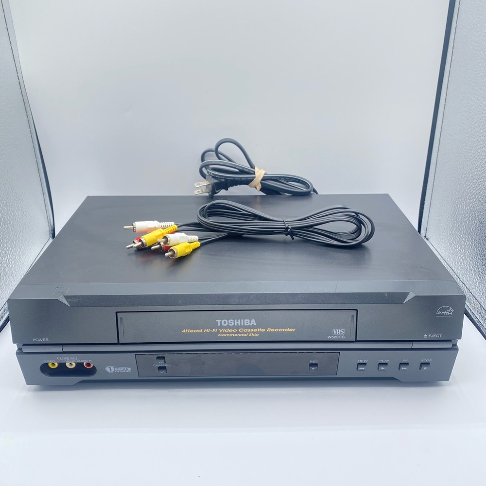Toshiba W-522CG 4-Head Hi-Fi VCR VHS Cassette Player Tested Works With RCA Cable
